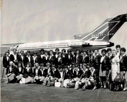 Margaret Slowgrove NSW State Vigoro Team 1968 at Sydney Airport